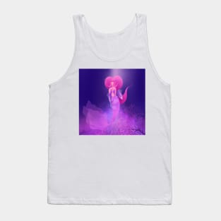 Beautiful pink mermaid with cute purple fish, version 2 Tank Top